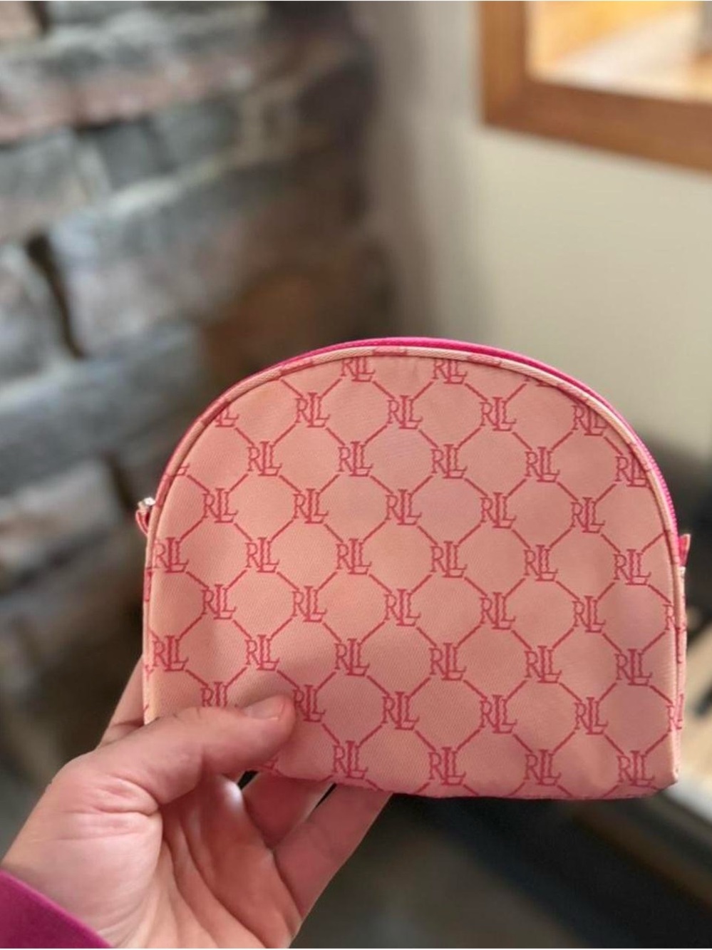 Ralph Lauren Pink RL Monogram Cosmetic Pouch